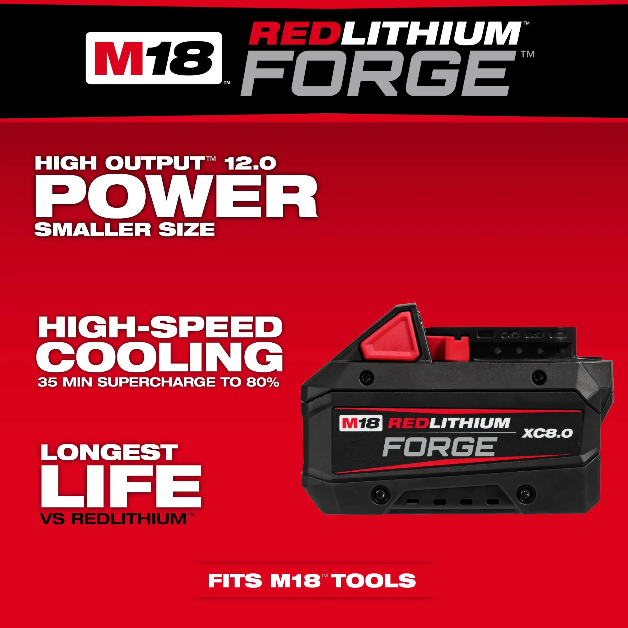 Milwaukee 48-11-1881, M18™ REDLITHIUM™ FORGE™ XC8.0 Battery Pack - Image 2