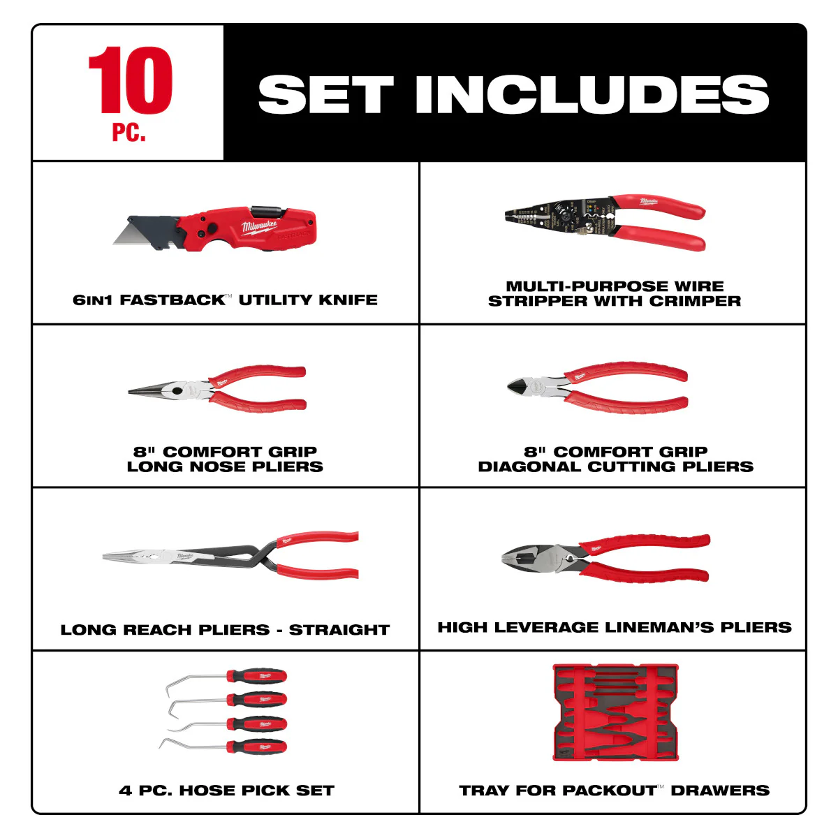 Milwaukee 48-22-0159, 10pc. Pliers & Pick Set with Tray for PACKOUT™ Drawers - Image 6