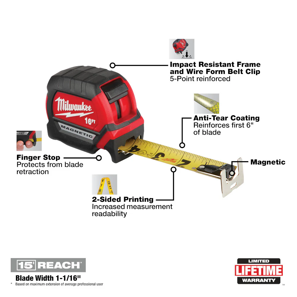 Milwaukee 48-22-0325, 25ft Compact Magnetic Tape Measure (Discontinued, Replaced by 48-22-1025M) - Image 4