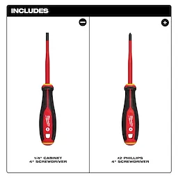 Milwaukee 48-22-2207, 2pc 1000V Insulated Slim Tip Screwdriver Set - Image 4