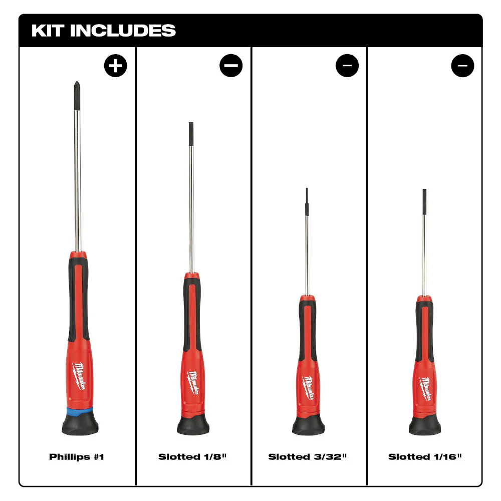 Milwaukee 48-22-2604, 4 pc Precision Screwdriver Set - Image 5