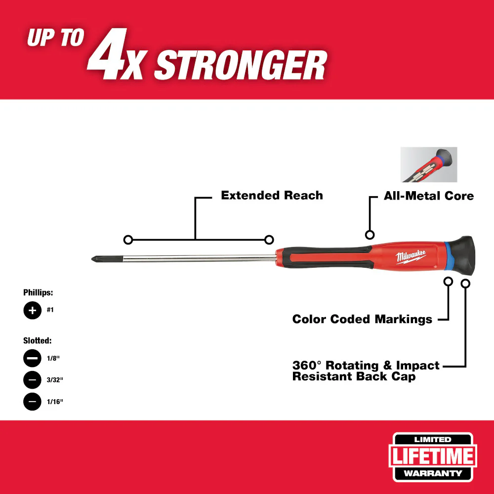 Milwaukee 48-22-2604, 4 pc Precision Screwdriver Set - Image 6