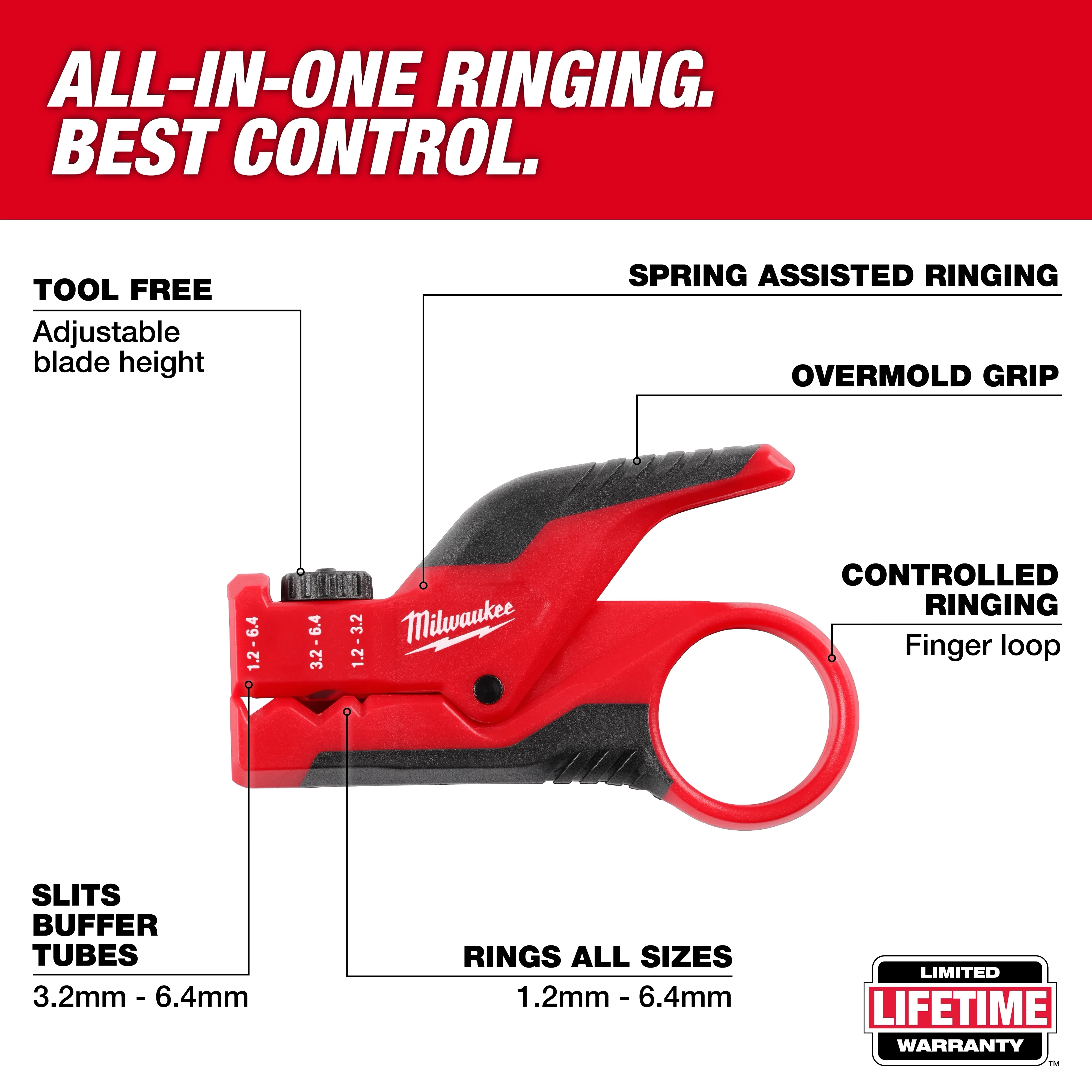 Milwaukee 48-22-3014, Buffer Tube Ringer & Slitter - Image 2