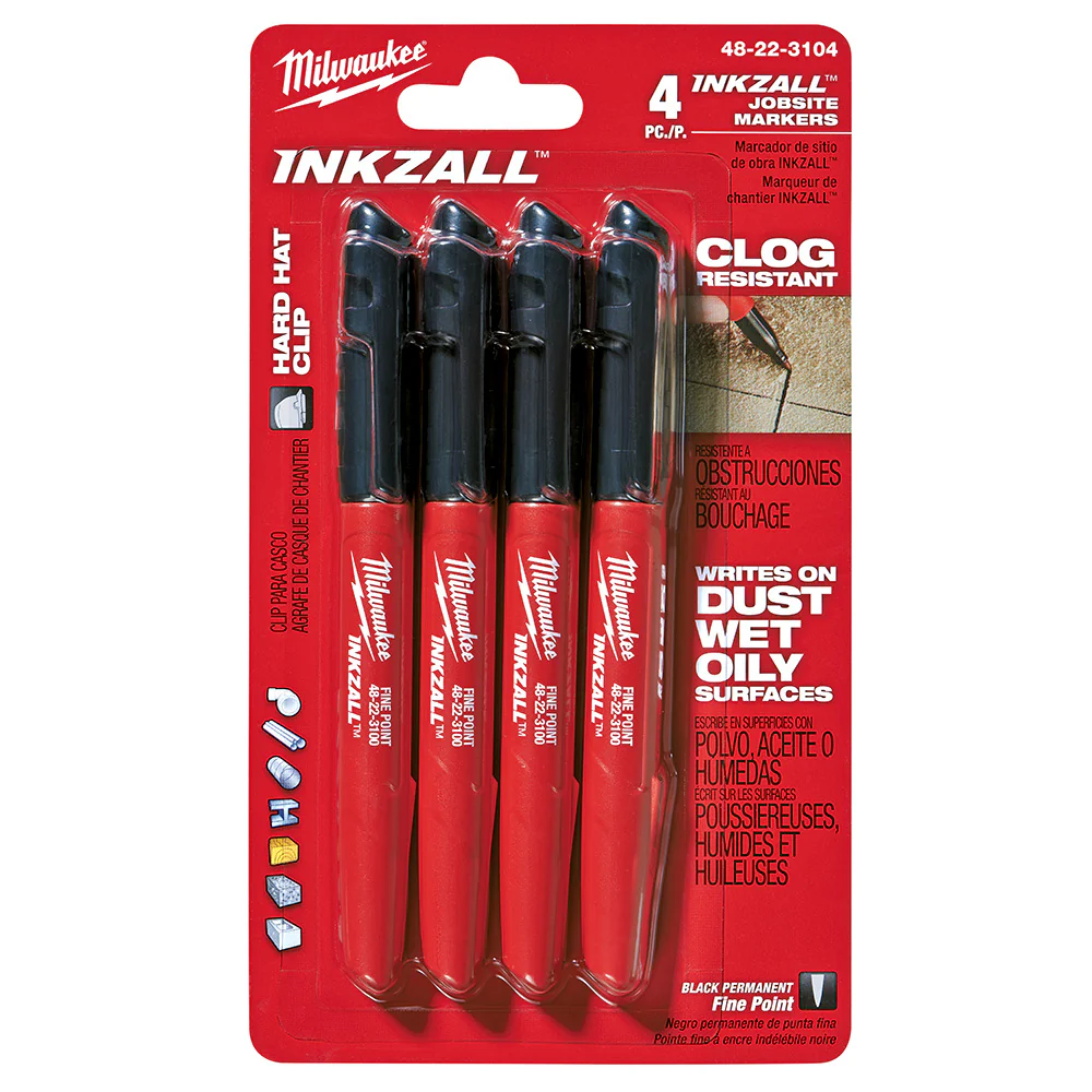 Milwaukee 48-22-3104, Inkzall Black Fine Point Marker (4/pkg) - Image 2