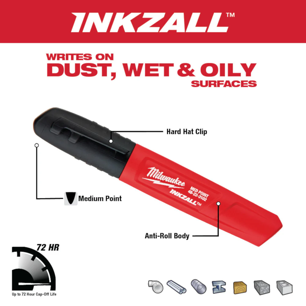 Milwaukee 48-22-3104, Inkzall Black Fine Point Marker (4/pkg) - Image 3