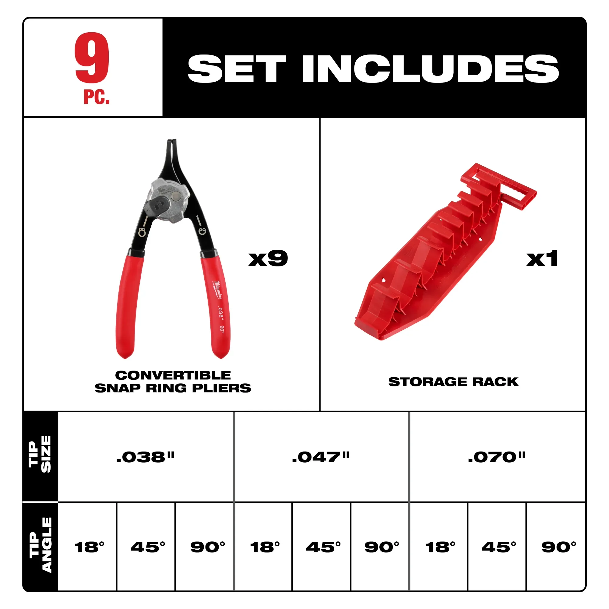 Milwaukee 48-22-6539, 9PC SNAP RING PLIERS SET - Image 11