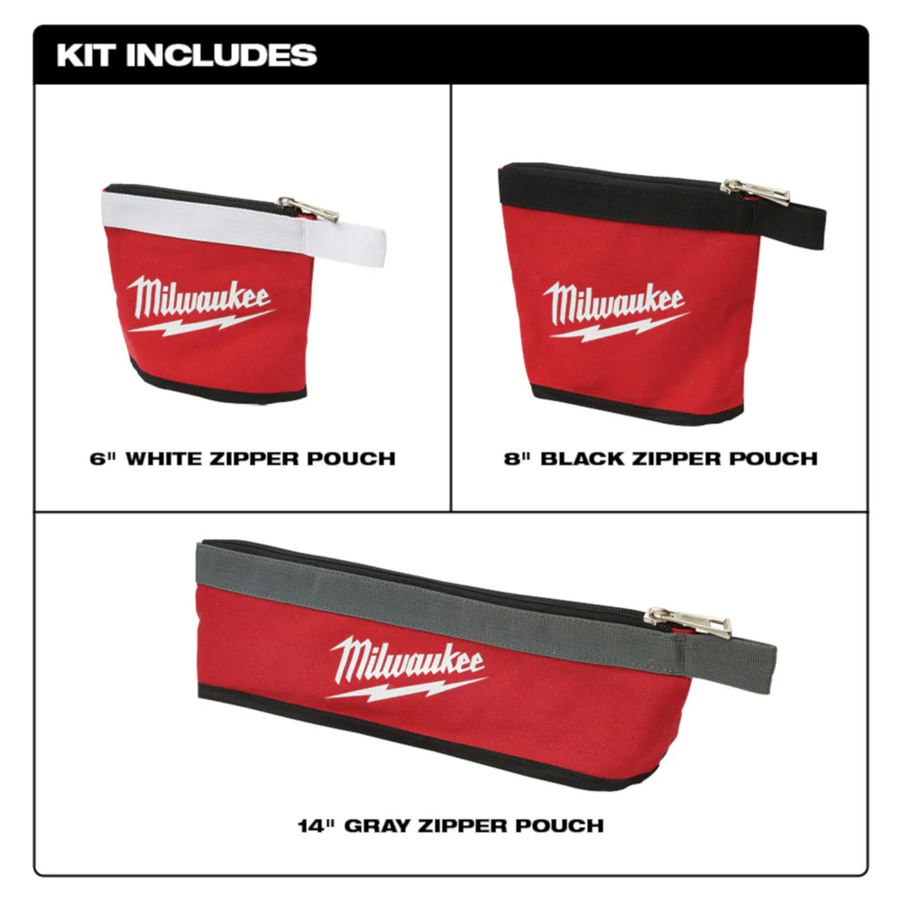 Milwaukee 48-22-8183, 3 pc Multi-Size Zipper Pouches - Image 6