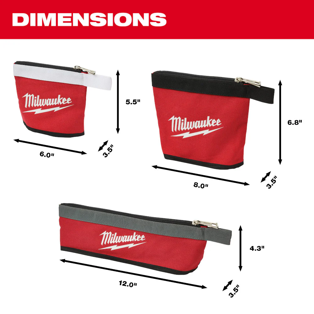 Milwaukee 48-22-8183, 3 pc Multi-Size Zipper Pouches - Image 7