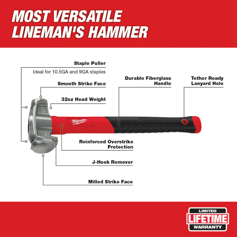 Milwaukee 48-22-9040, 4in1 Lineman's Hammer - Image 6