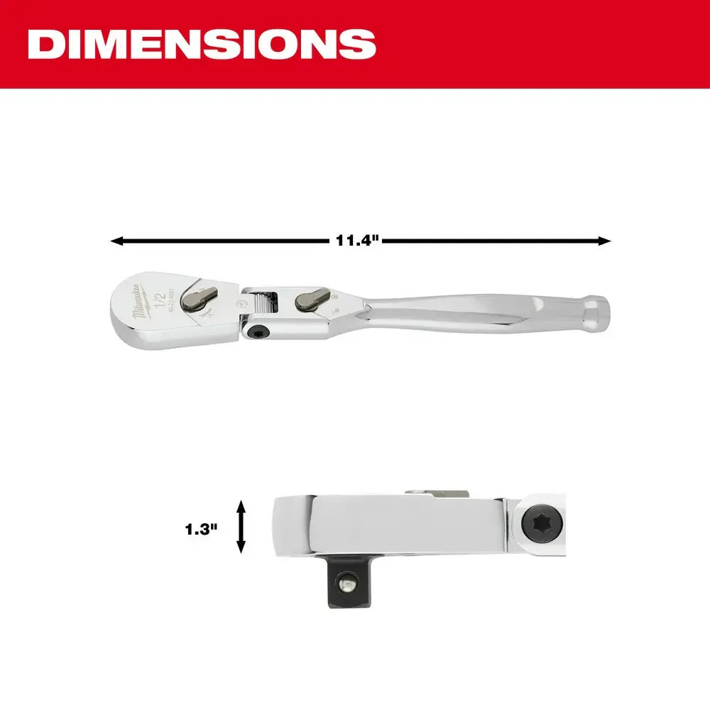 Milwaukee 48-22-9051, 1/2" Drive 11" Flex Head Ratchet - Image 3