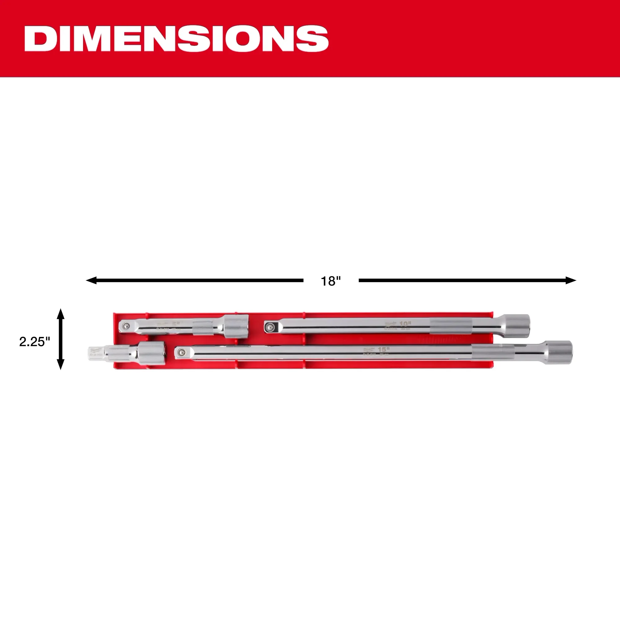 Milwaukee 48-22-9342, 4pc 1/2” Drive Socket Extension Set - Image 4