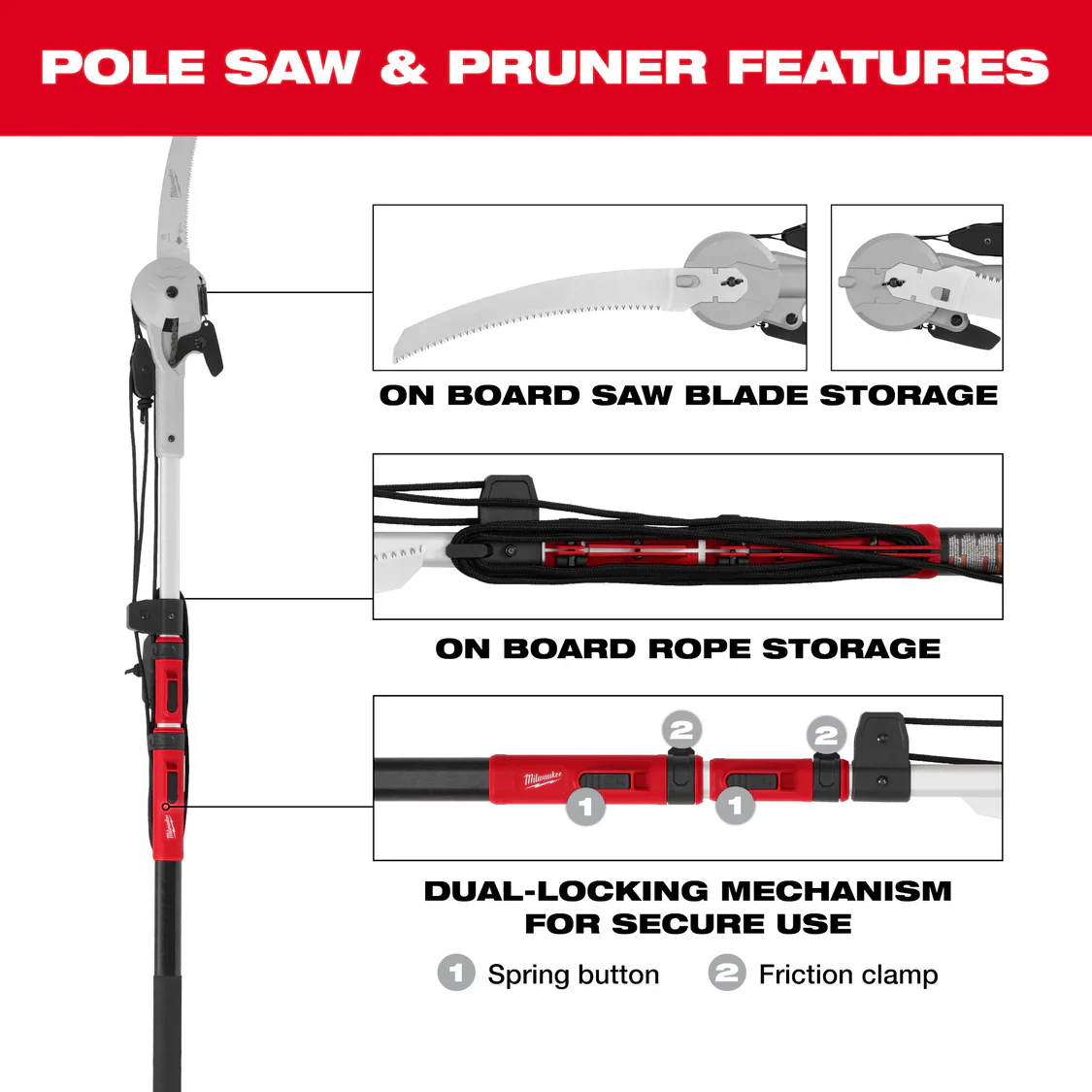 Milwaukee 48-22-9375, 16' Pole Saw & Pruner - Image 5