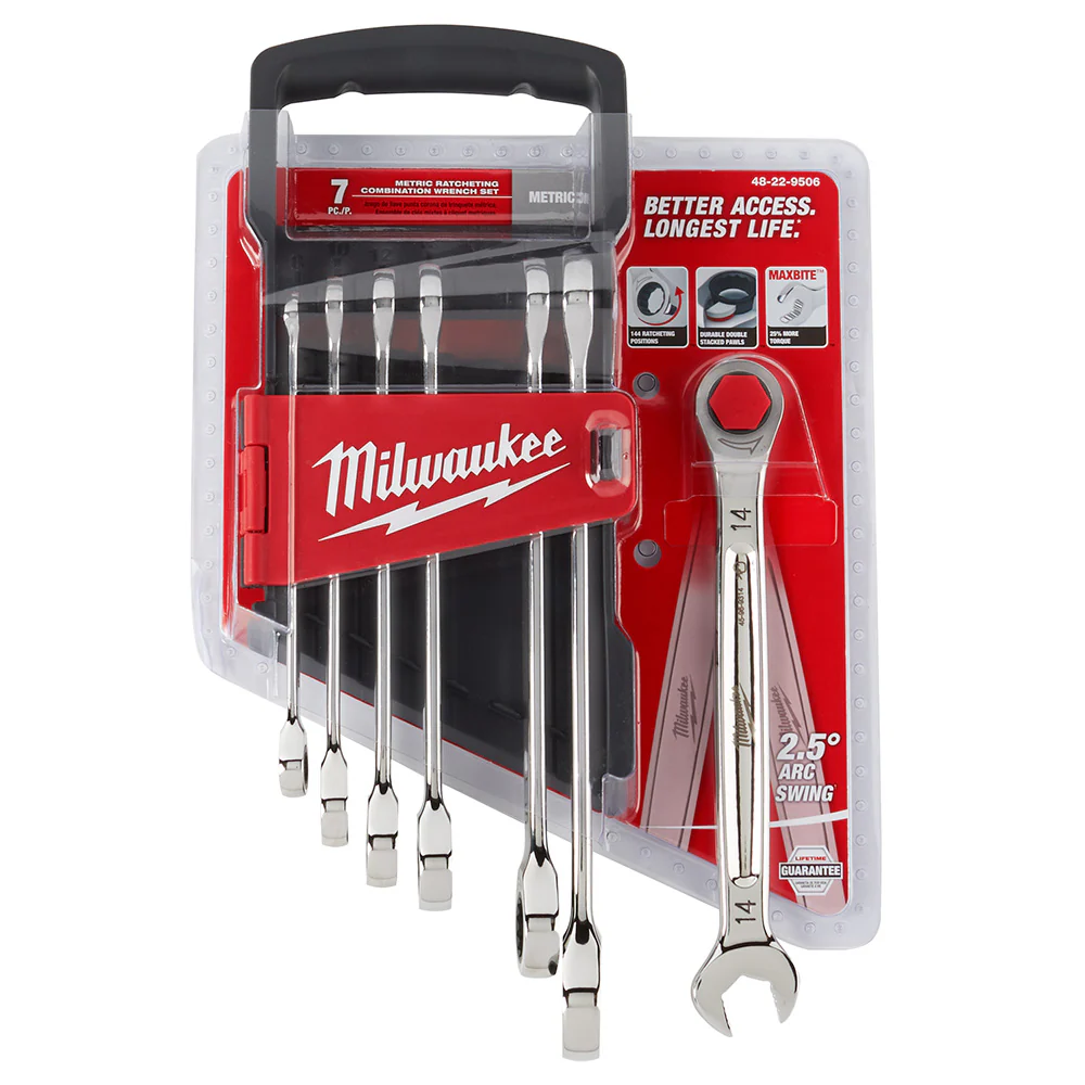 Milwaukee 48-22-9506 7pc Ratcheting Combination Wrench Set - Metric - Image 3