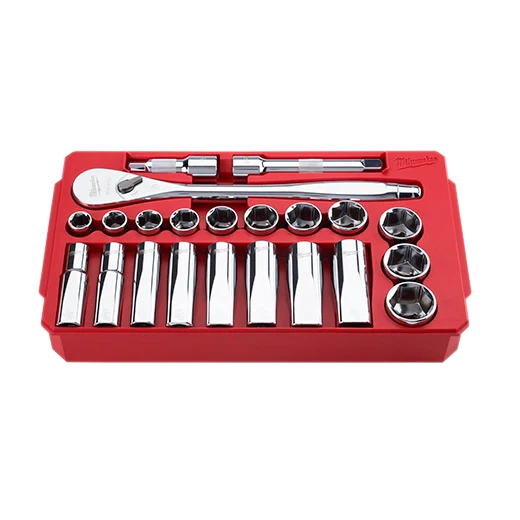 Milwaukee 48-22-9410, 22 pc 1/2" Drive SAE Ratchet and Socket Set with FOUR FLAT™ Sides - Image 3