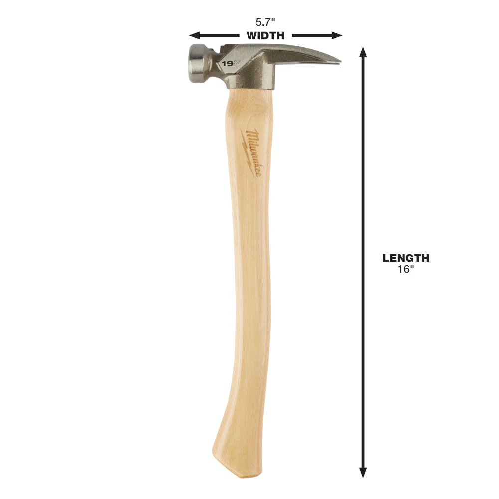 Milwaukee 48-22-9519, 19oz Smooth Face Hickory Handle Framing Hammer - Image 5
