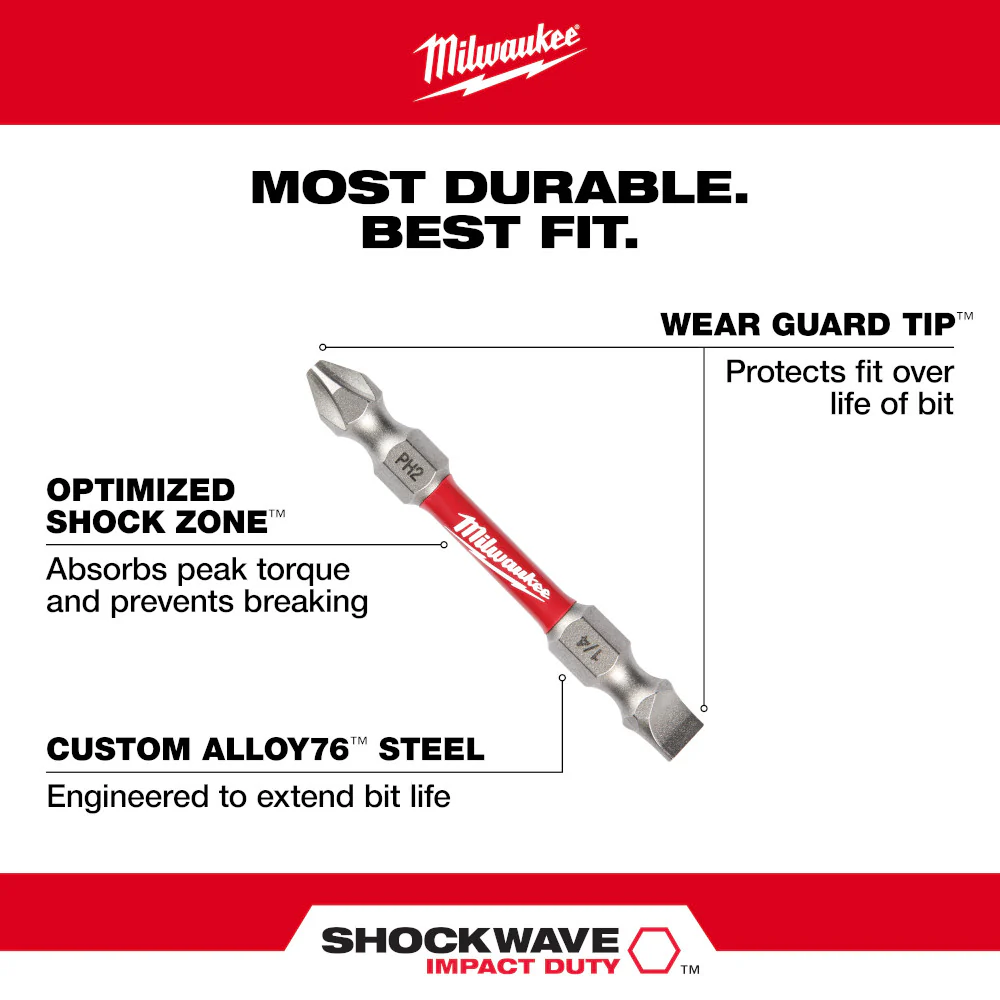 Milwaukee 48-32-4311, SHOCKWAVE PH2/SQ2  IMPACT DOUBLE ENDED BIT - Image 4