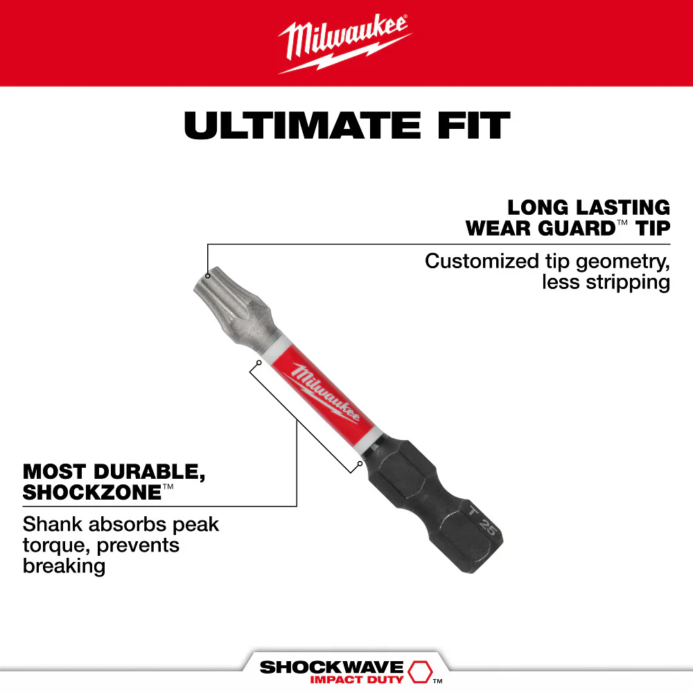 Milwaukee 48-32-6003, SHOCKWAVE™ Impact Duty 1" T55 Insert Bits 2Pk - Image 4