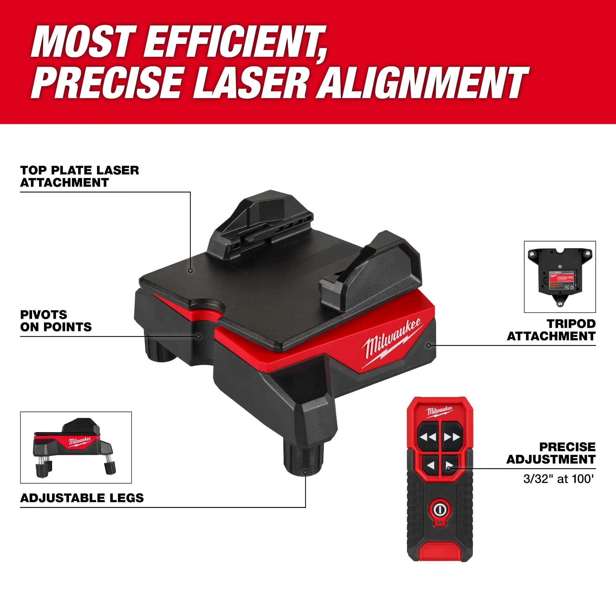Milwaukee 48-35-1314, WIRELESS LASER ALIGNMENT BASE W/ REMOTE - Image 4