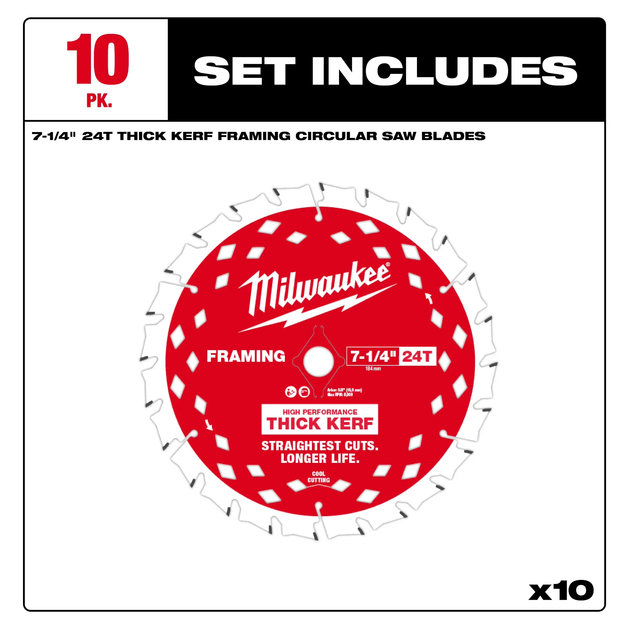 Milwaukee 48-41-0740, 7-1/4" 24T Thick Kerf Framing Circular Saw Blades - Image 3