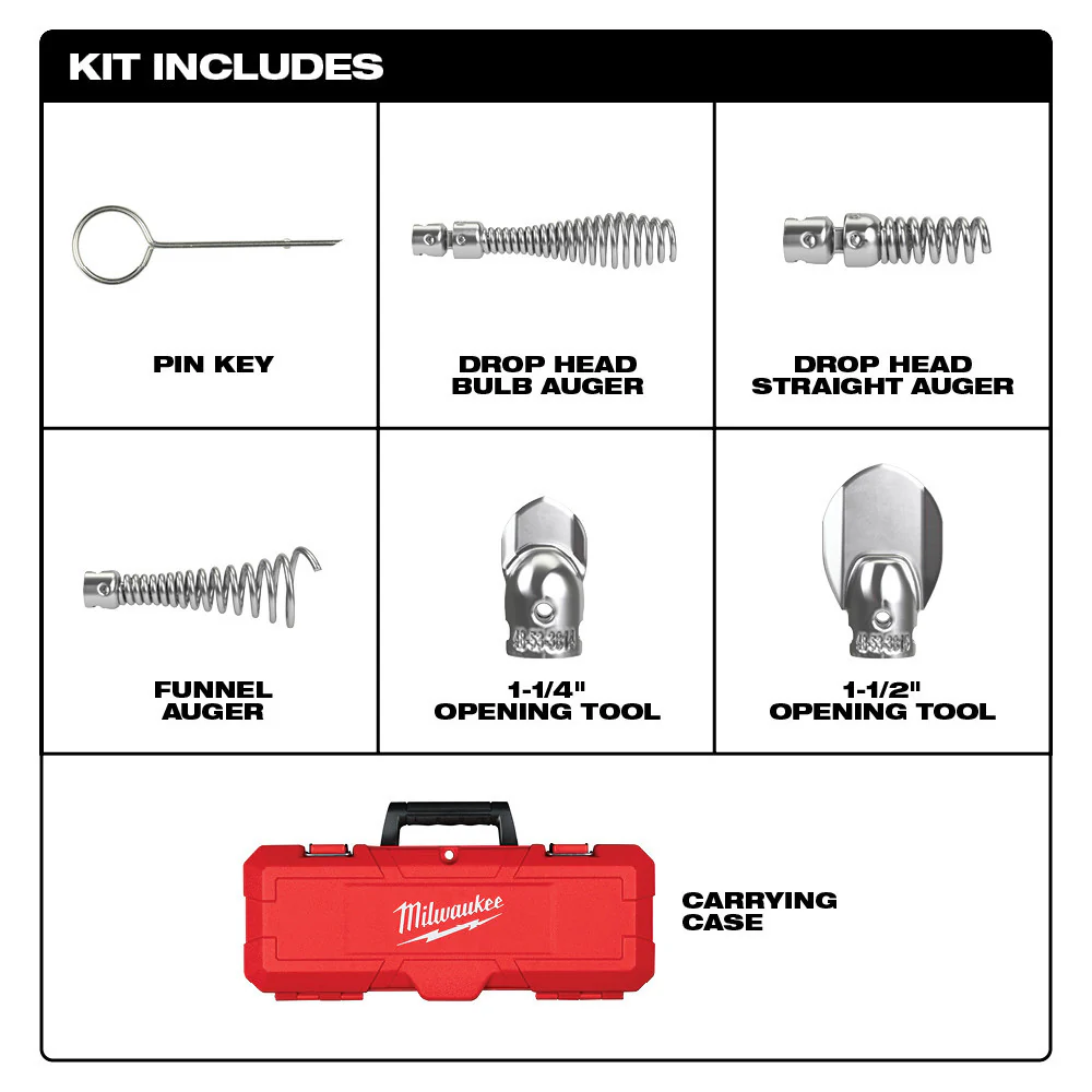 Milwaukee 48-53-3820, 1-1/4" - 2" Head Attachment Kit for MilwaukeeÂ® 5/8" Sectional Cable - Image 4