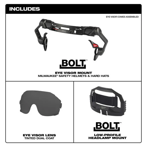 Milwaukee 48-73-1415, BOLT™ Eye Visor - Tinted Dual Coat Lens (Compatible with Milwaukee® Safety Helmets & Hard Hats) - Image 3