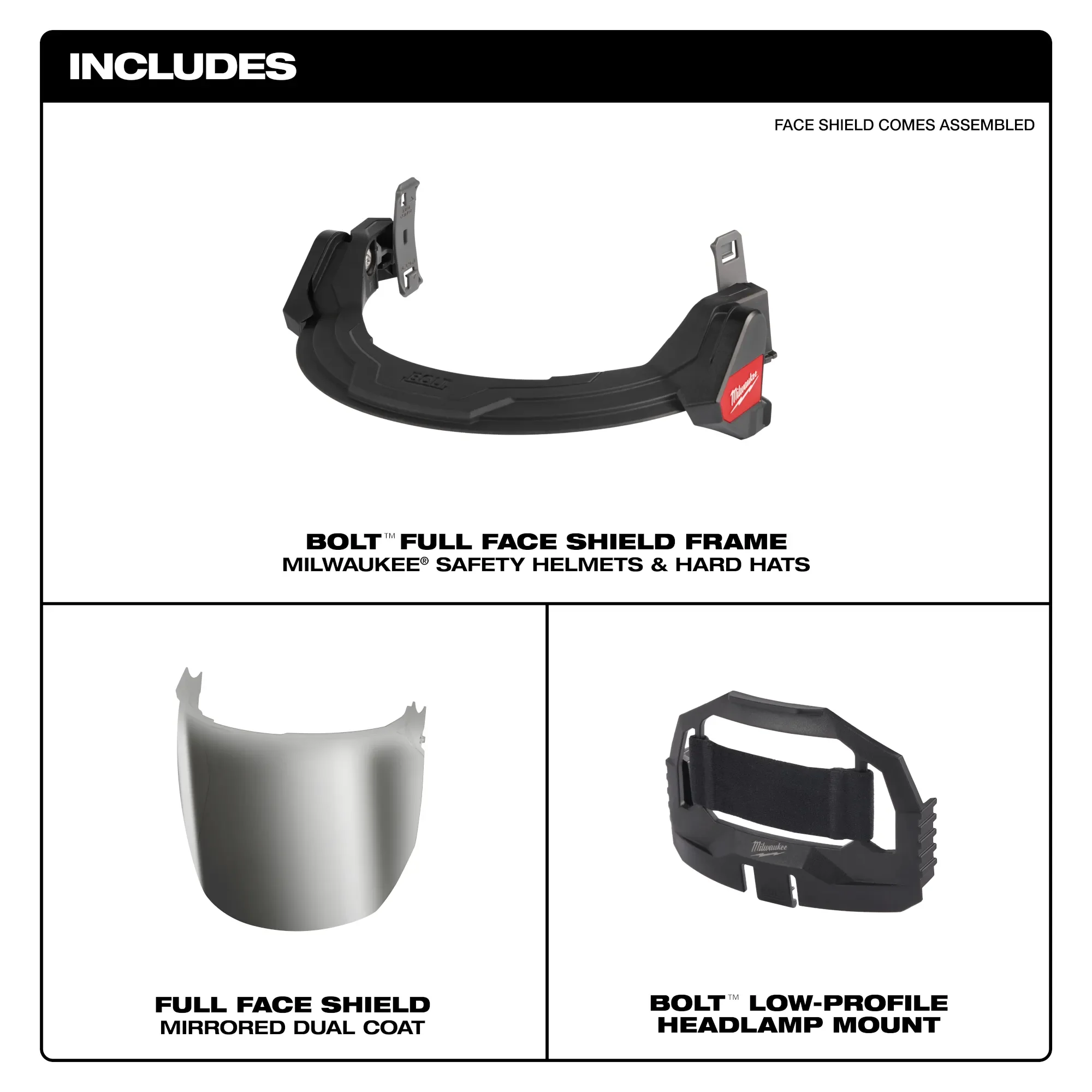Milwaukee 48-73-1429, BOLT™ Full Face Shield - Mirrored Dual Coat Lens (Compatible with Milwaukee® BOLT™ Safety Helmets & BOLT™ Hard Hats) - Image 5