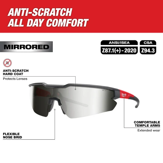 Milwaukee 48-73-2019, Safety Glasses - Mirrored Anti-Scratch Lenses - Image 2