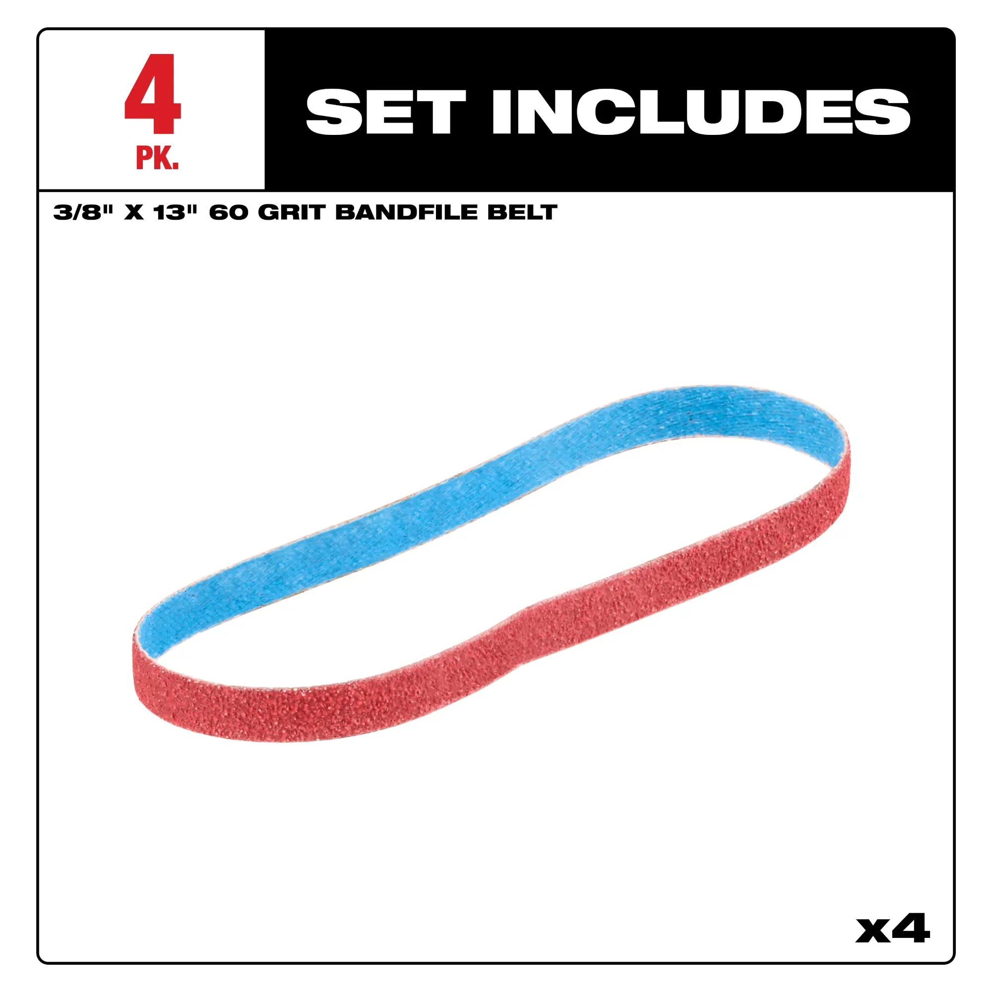 Milwaukee 48-80-7060, 3/8” x 13” 60 Grit Bandfile Belts – 4 pack - Image 2