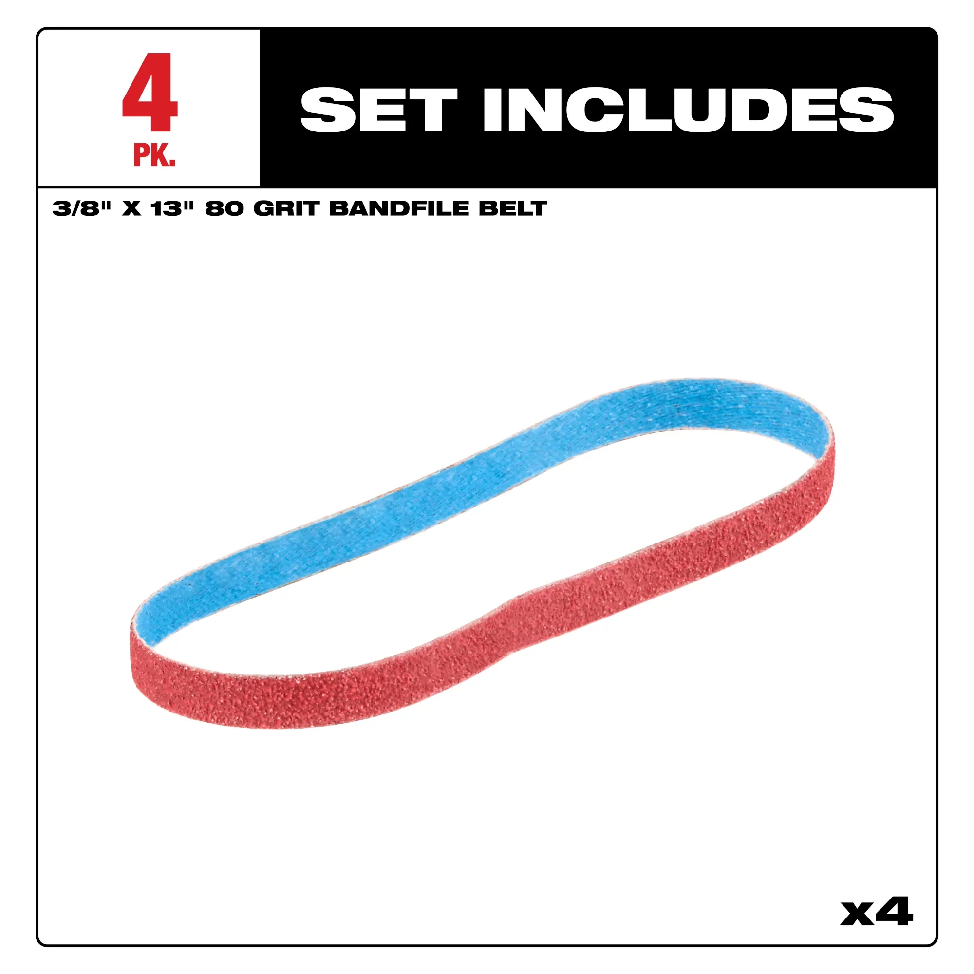 Milwaukee 48-80-7080, 3/8” x 13” 80 Grit Bandfile Belts – 4 pack - Image 2