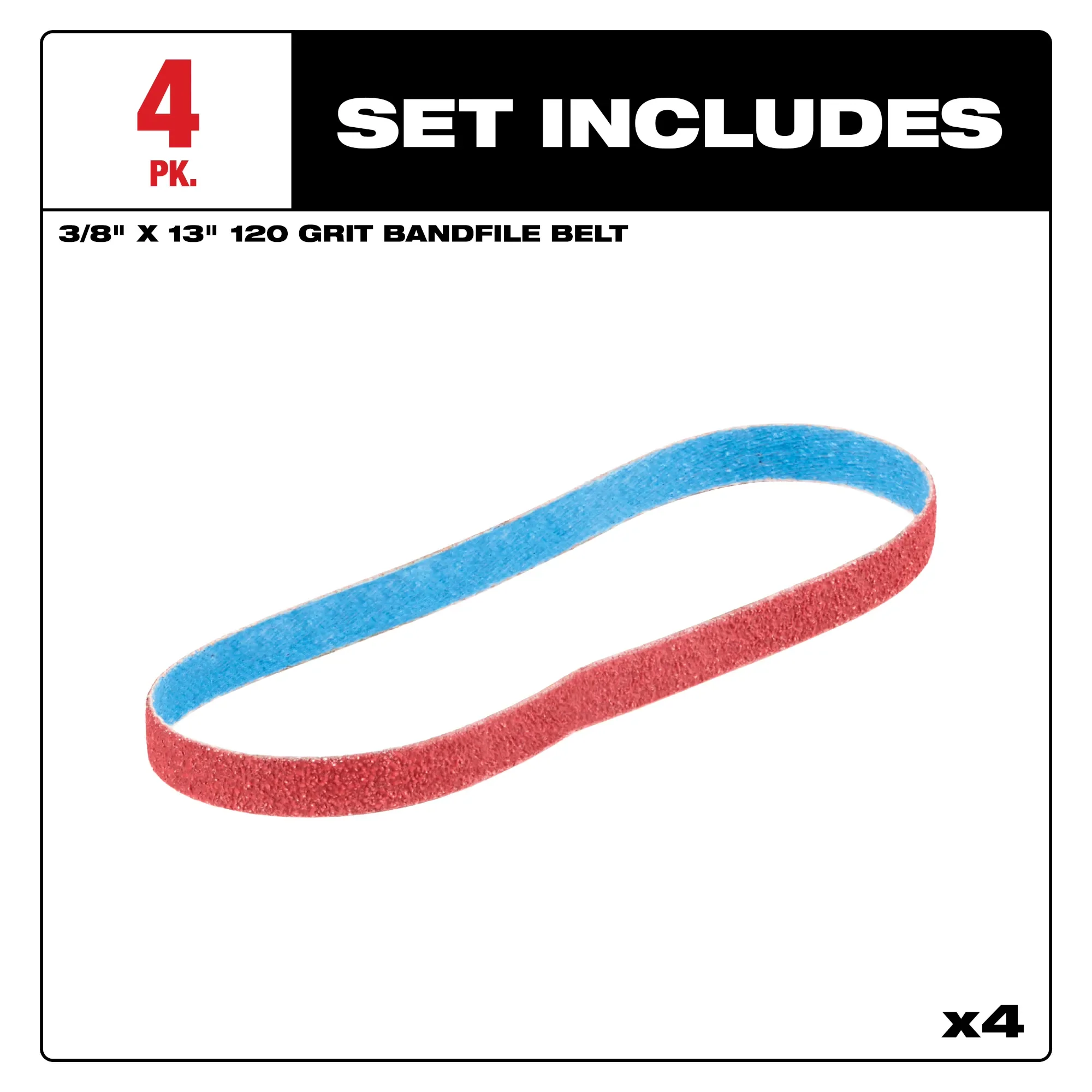 Milwaukee 48-80-7120, 3/8” x 13” 120 Grit Bandfile Belts – 4 pack - Image 2