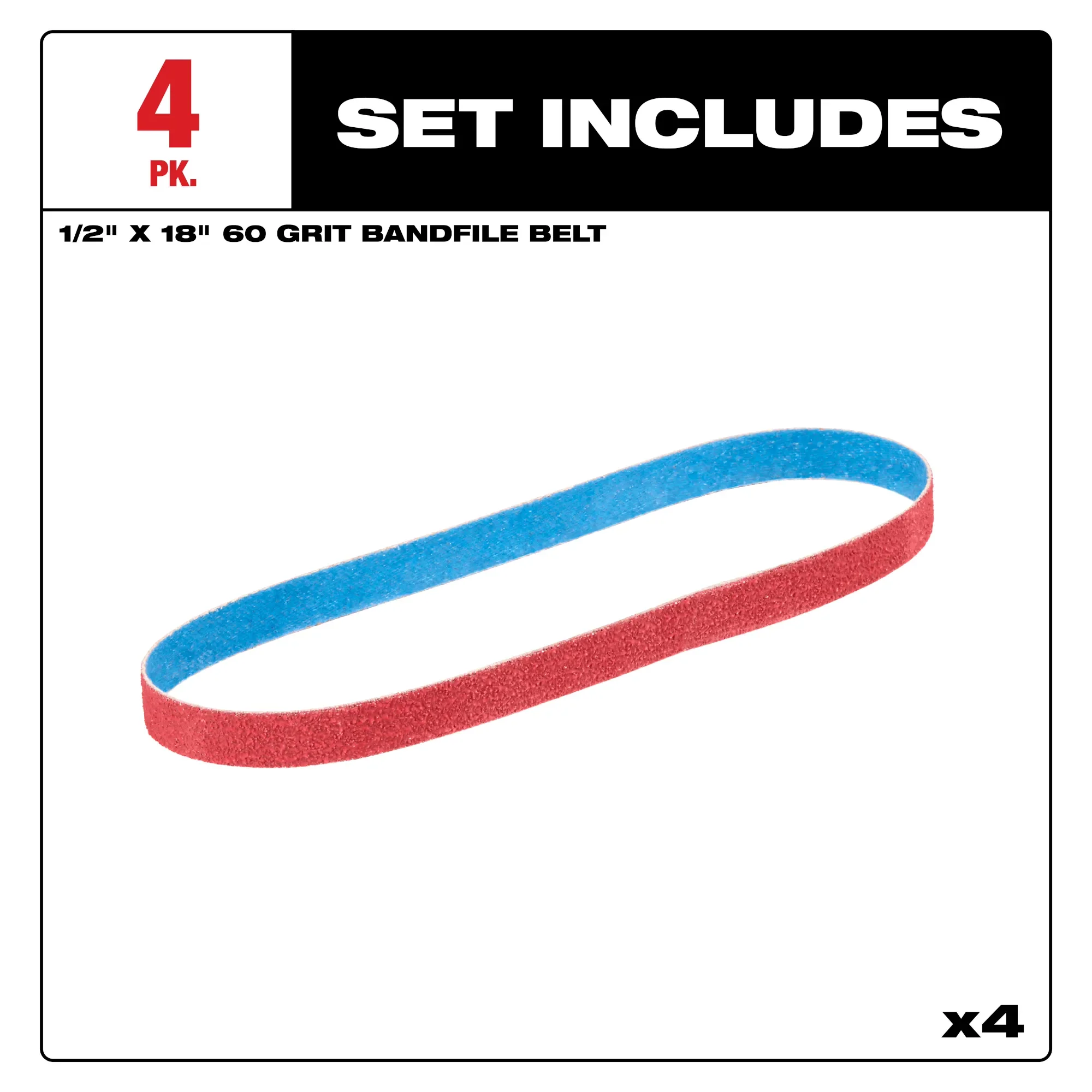 Milwaukee 48-80-9060, 1/2” x 18” 60 Grit Bandfile Belts – 4 pack - Image 2