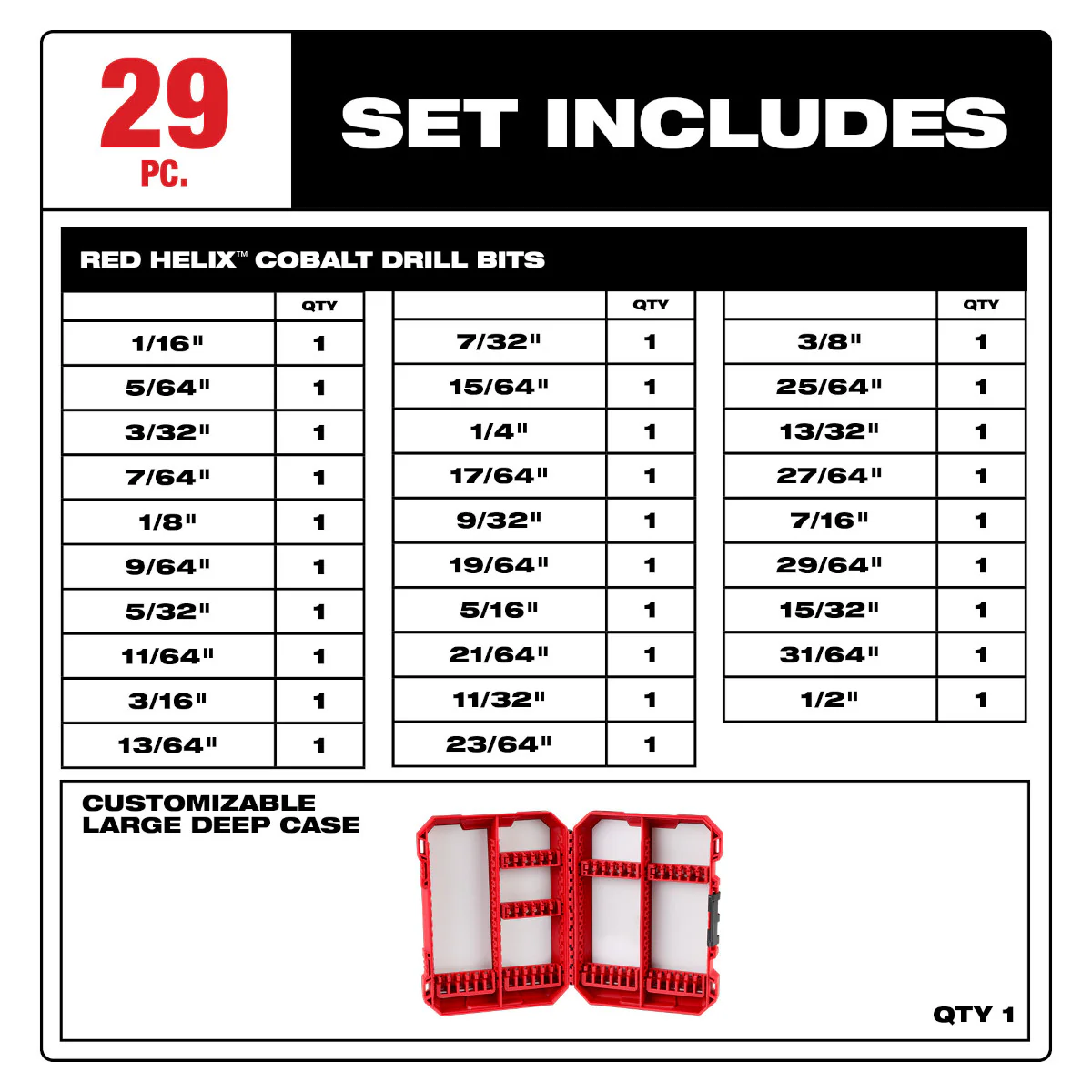 Milwaukee 48-89-2332, RED HELIX™ Cobalt Drill Bit Set – 29PC - Image 3