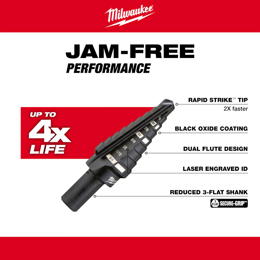 Milwaukee 48-89-9211, #11 Step Drill Bit, 7/8" - 1-7/32" - Image 4