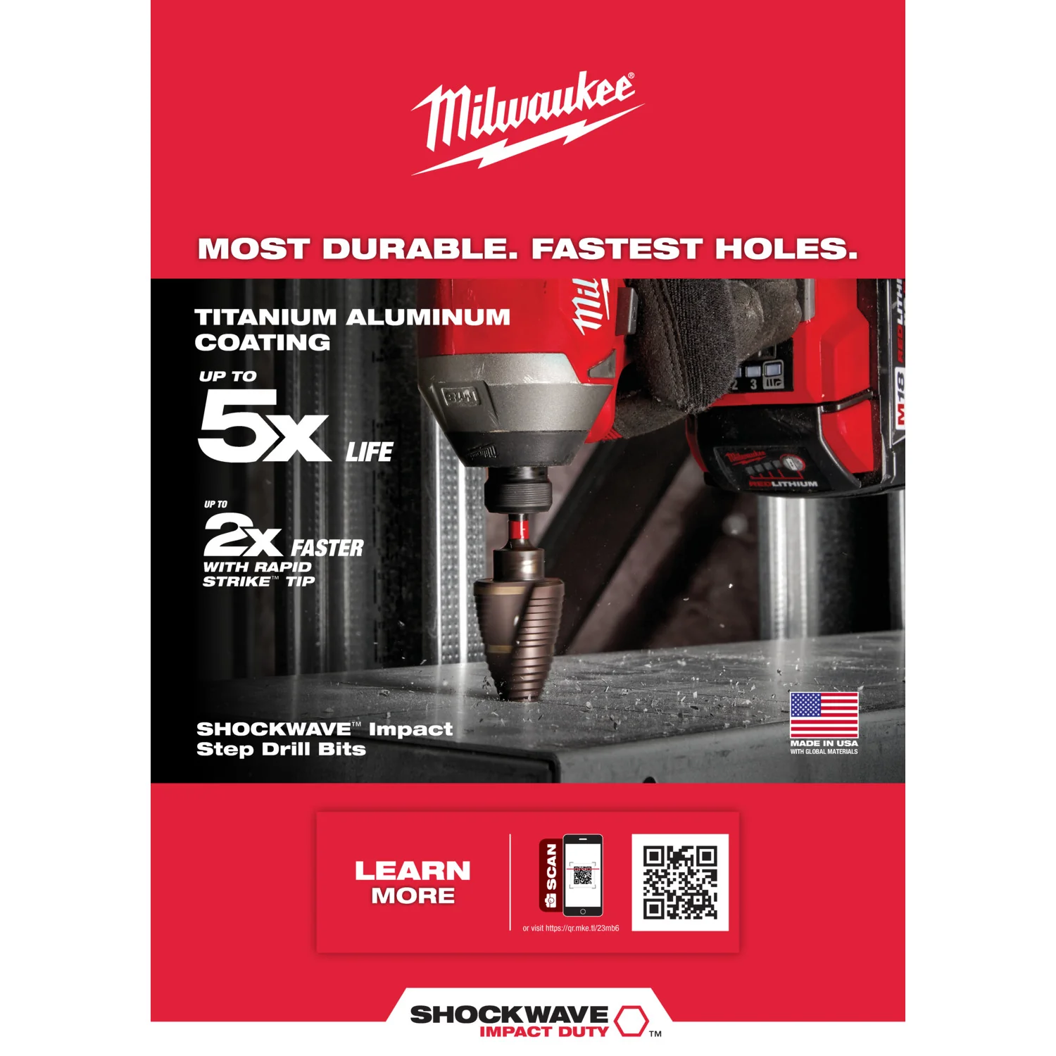 Milwaukee 48-89-9244, SHOCKWAVE Impact Duty Step Drill Bit #4 3/16 - 7/8" - Image 2