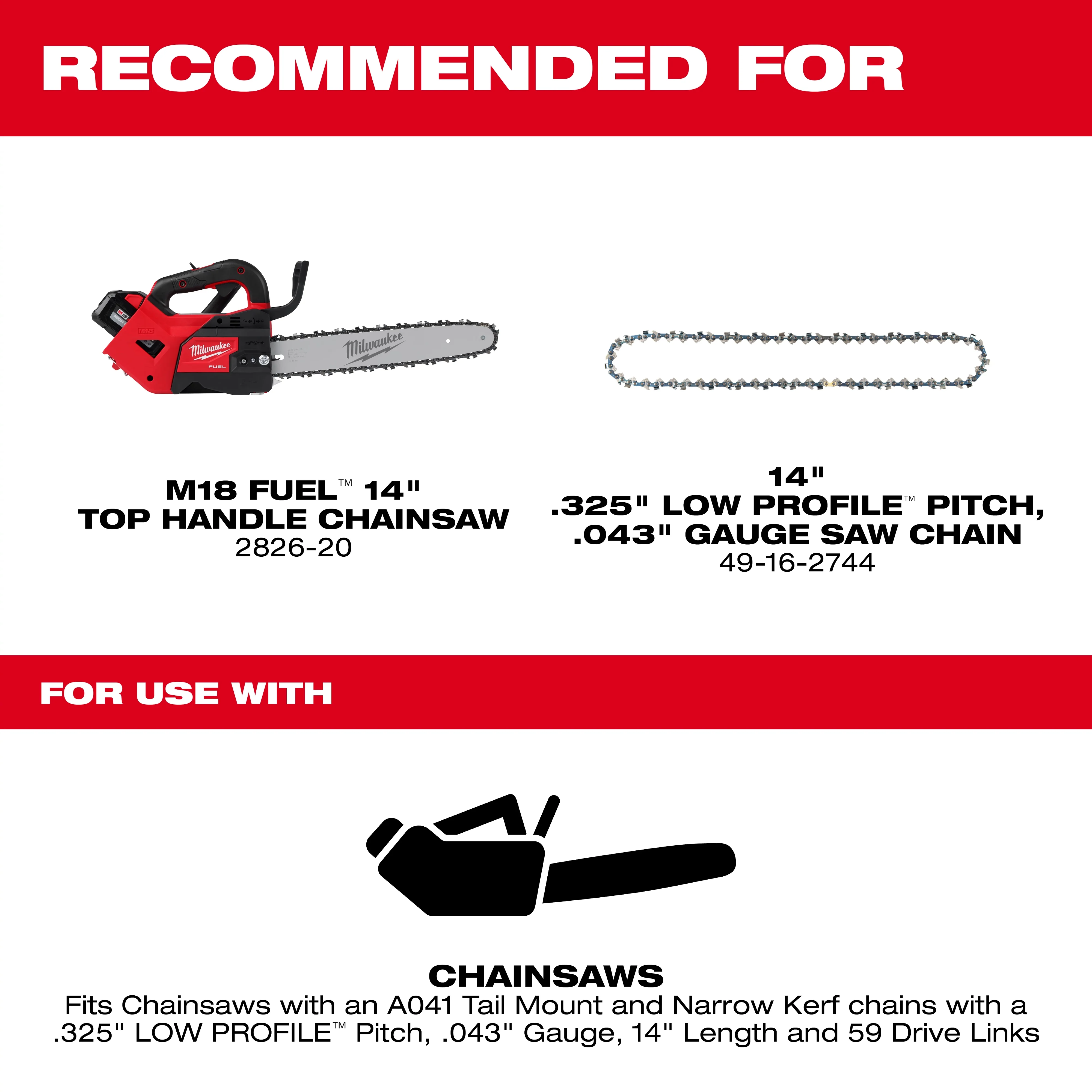 Milwaukee 49-16-2745, 14" Top Handle ChainSaw Guide Bar - Image 3