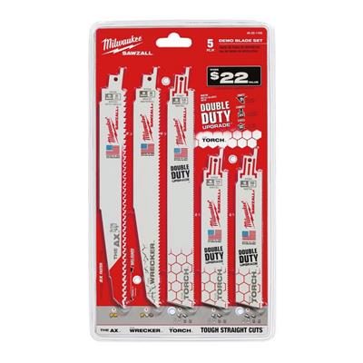Milwaukee 49-22-3305, SAWZALL Demolition Nail-Embedded Wood and Metal Cutting Bi-Metal Reciprocating Saw Blade Set (5-Piece) - Image 2
