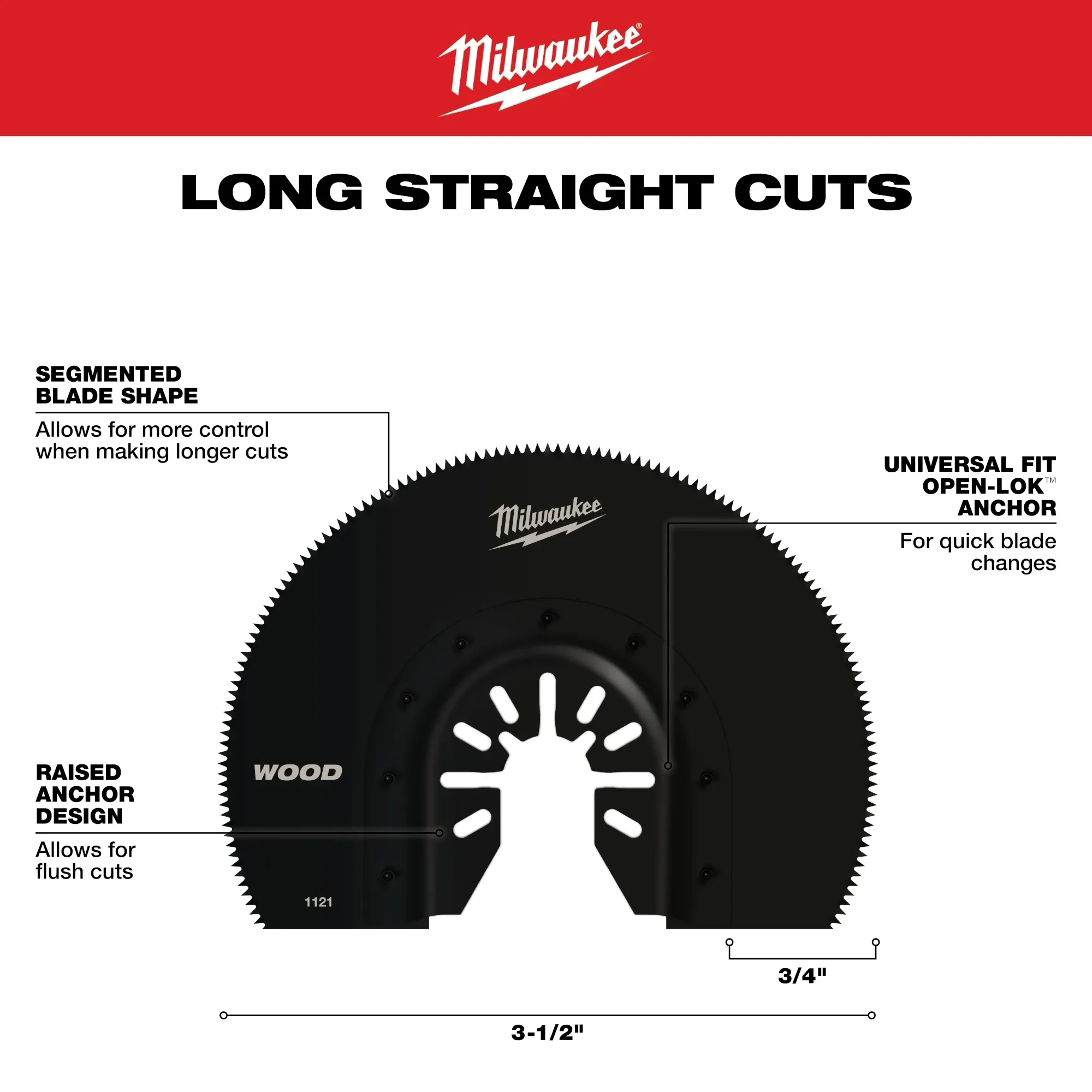 Milwaukee 49-25-1121, OPEN-LOK 3-1/2" HCS SEGMENTED WOOD BLADE 1PK - Image 5