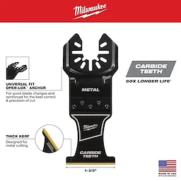Milwaukee 49-25-1509, MILWAUKEEÂ® OPEN-LOKâ„¢ 1-3/8" Carbide Teeth Metal Multi-Tool Blades 10PK - Image 3