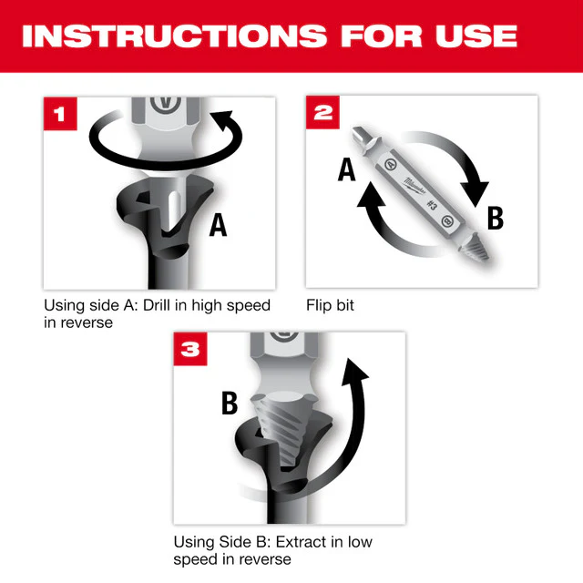 Milwaukee 49-57-9001, M2 Steel Screw Extractor Set 4PC - Image 4