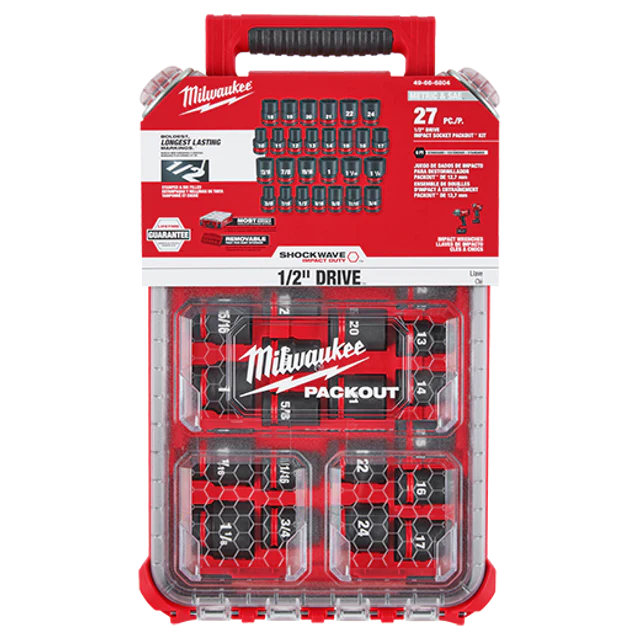 Milwaukee 49-66-6804, SHOCKWAVE Impact Duty™ Socket 1/2” Dr 27PC MM & SAE PACKOUT Set - Image 3