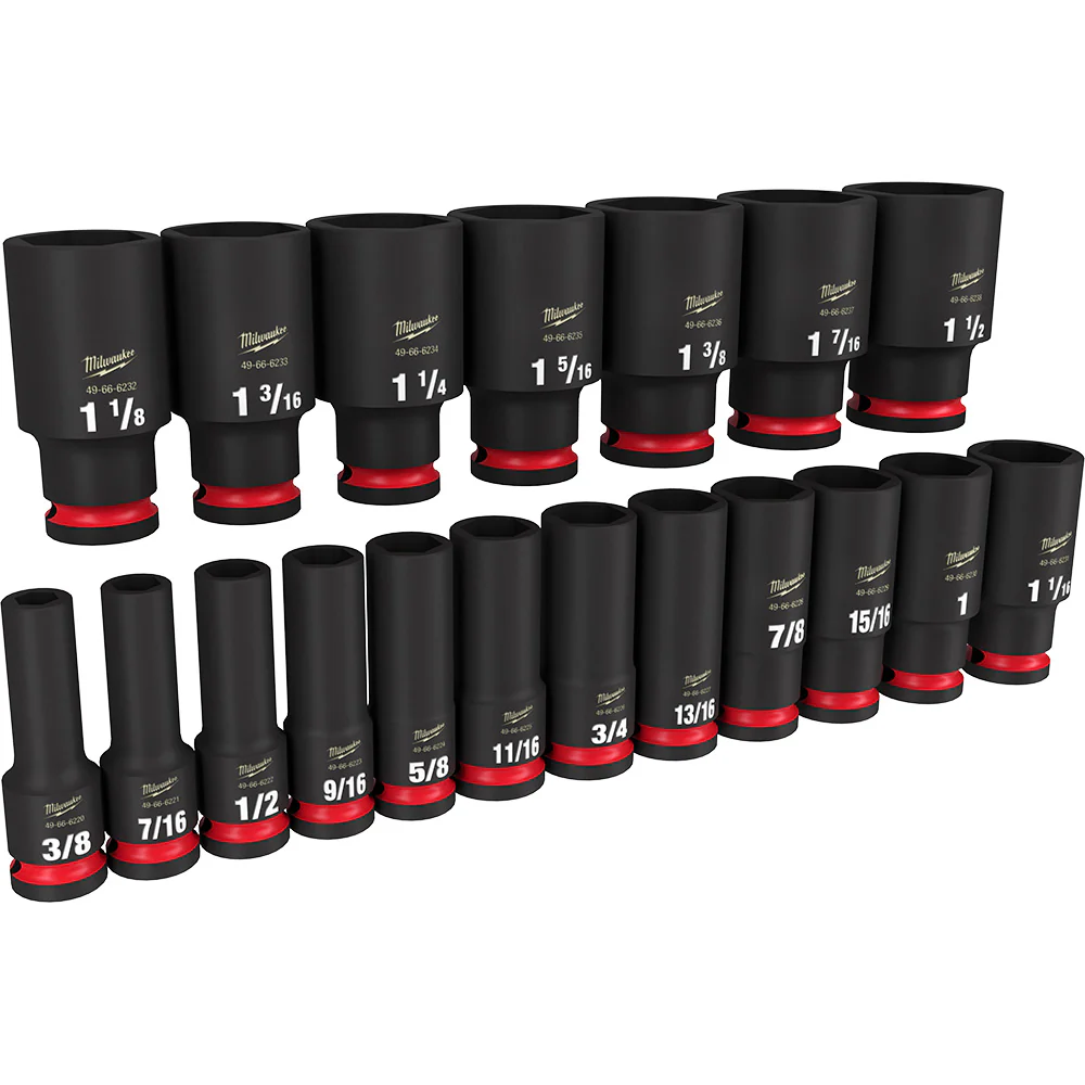 Milwaukee 49-66-7012, 1/2" Drive SHOCKWAVE Impact Duty SAE Deep 6 Point Socket Set - 19 Piece - Image 4