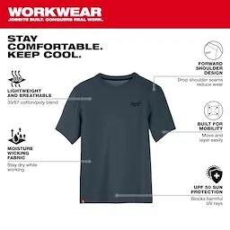 Milwaukee 603BL-L, HYBRID WORK TEE - SS BLUE L - Image 3