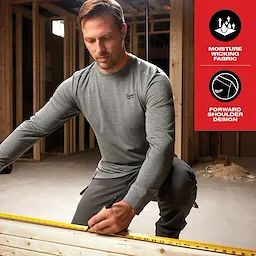 Milwaukee 604G-S, HYBRID WORK TEE - LS GRAY S - Image 9