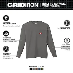 Milwaukee 606G-S, GRIDIRON™ Pocket T-Shirt - Long Sleeve S - Image 4
