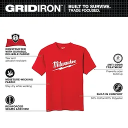 Milwaukee 607R-M, BIG LOGO WORK TEE SS - RED M - Image 5