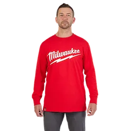 Milwaukee 608R-2X, BIG LOGO WORK TEE LS - RED 2X - Image 3