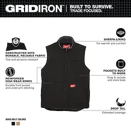 Milwaukee 801B-M, HEAVY DUTY SHERPA-LINED VEST - BLACK M - Image 2