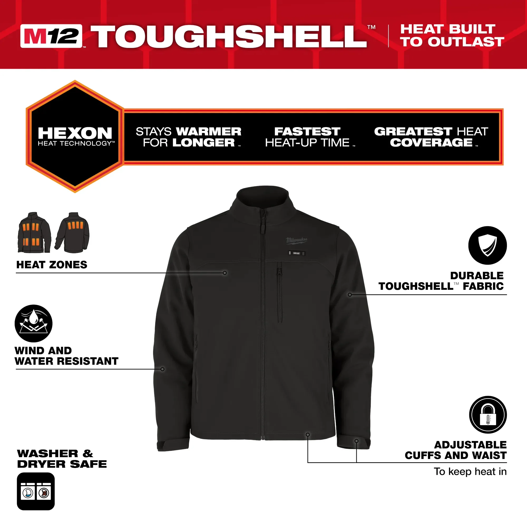 Milwaukee M100B-21 M12 HEAT BLACK TOUGHSHELL JACKET KIT - Image 2