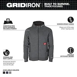 Milwaukee M250G, GRIDIRON™ Full-Zip Hoodie Gray - L - Image 2