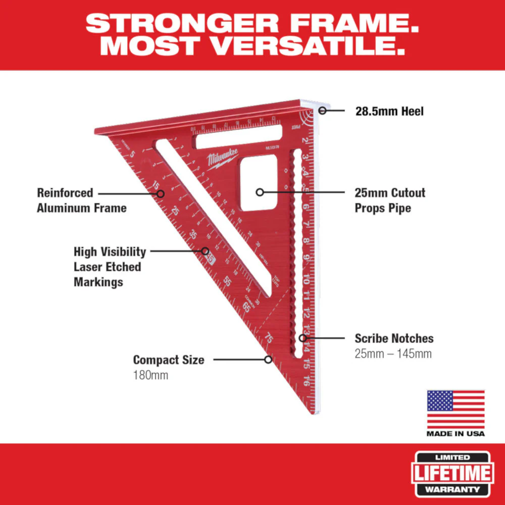 Milwaukee MLSQ170, 180mm Rafter Square - Image 4